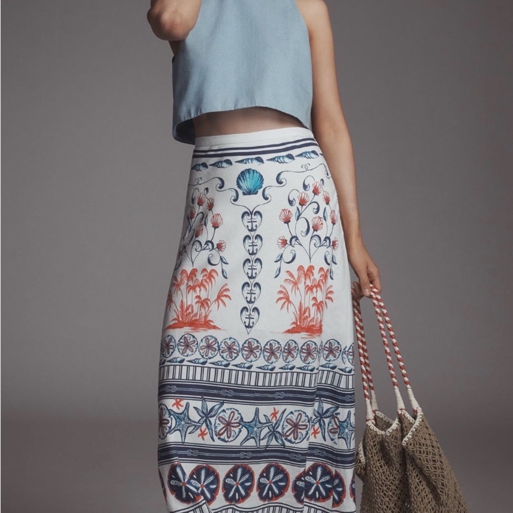 FARM Rio Linen Blend Midi Skirt NWT SIZE XXS - Picture 7 of 7